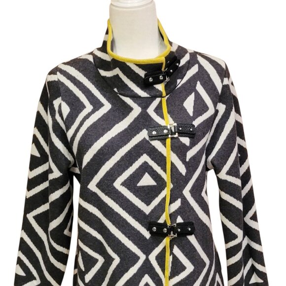 Marble Buckle Detail Longline Art-to-Wear Cardigan Sweater Jacket Size M - Picture 5 of 13